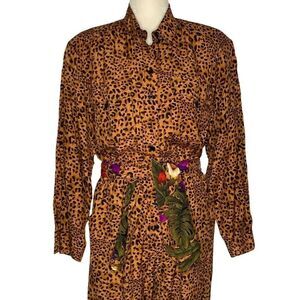 Vintage 90s Jumpsuit Jacket Set 10 Petite Leopard Jungle Floral